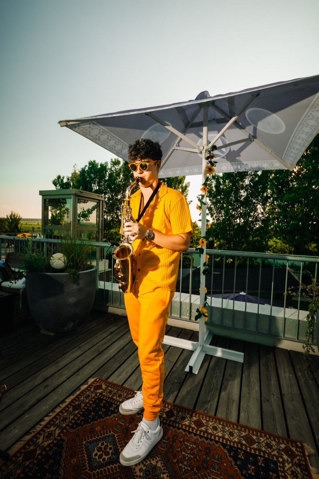 Rooftop terrace set on a summer afternoon